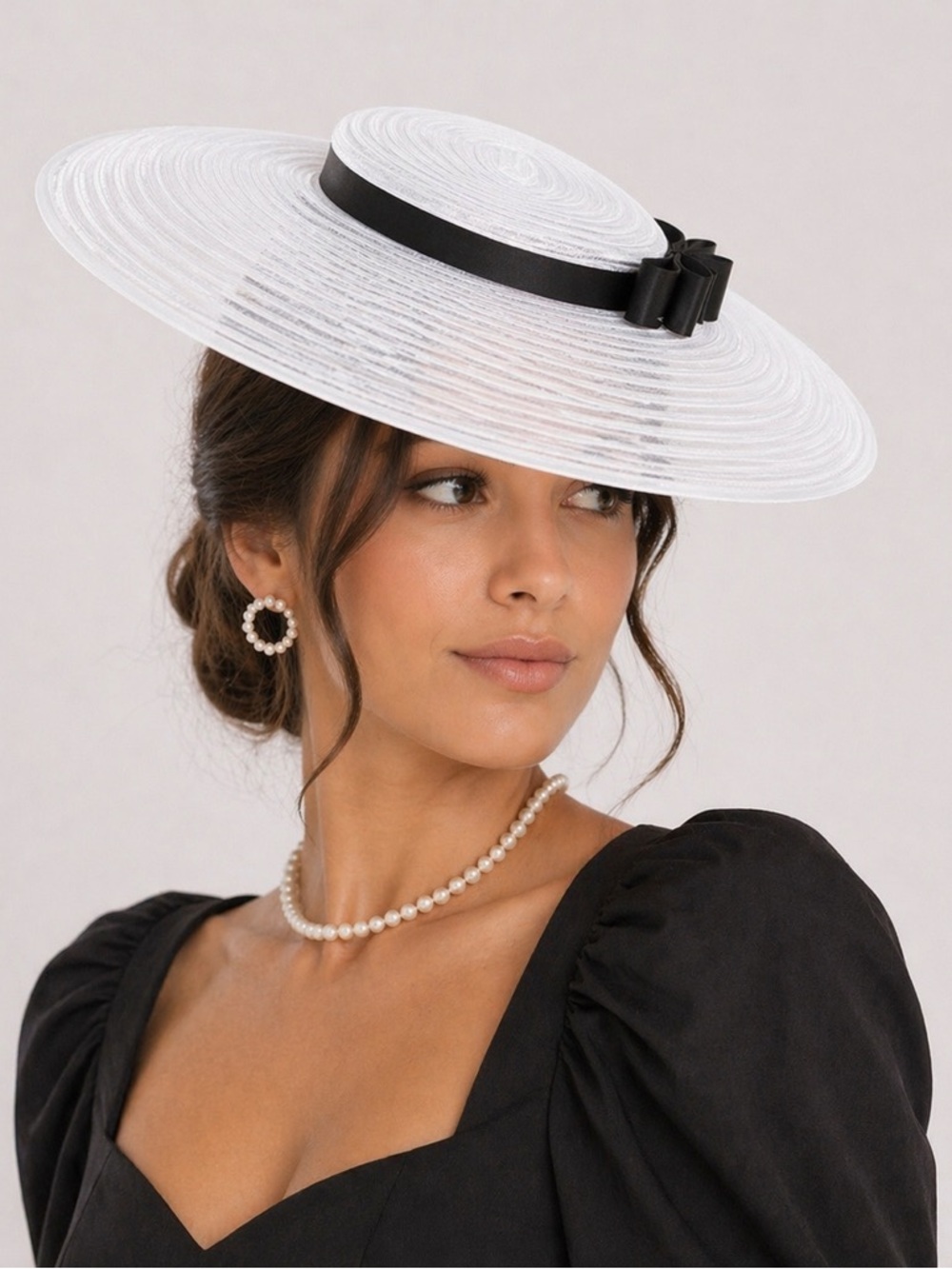 Elegant Women’s Fascinator Hat – Wide Brim Tea Party, Church & Wedding Ready,